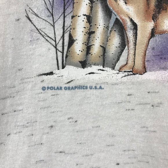 Vintage Alaska Polar Graphic Tee Wolf Frontier Single Stitch T Shirt Long sleeve - Picture 4 of 11